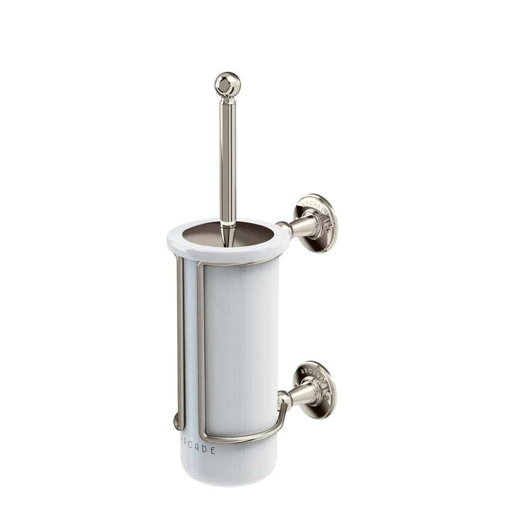 Arcade Wall-mounted brush & china-holder - nickel